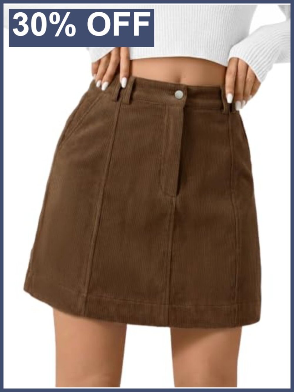 Corduroy Mini Skirt High Waisted A Line Vintage Short Skirt